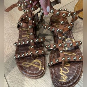Sam Edelman Gladiator Sandal- tan and gold